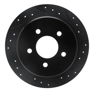 Ford Explorer Brake Rotor (1) - Rear Right - R1 Concepts - Drilled & Slotted - Black - `95-`02